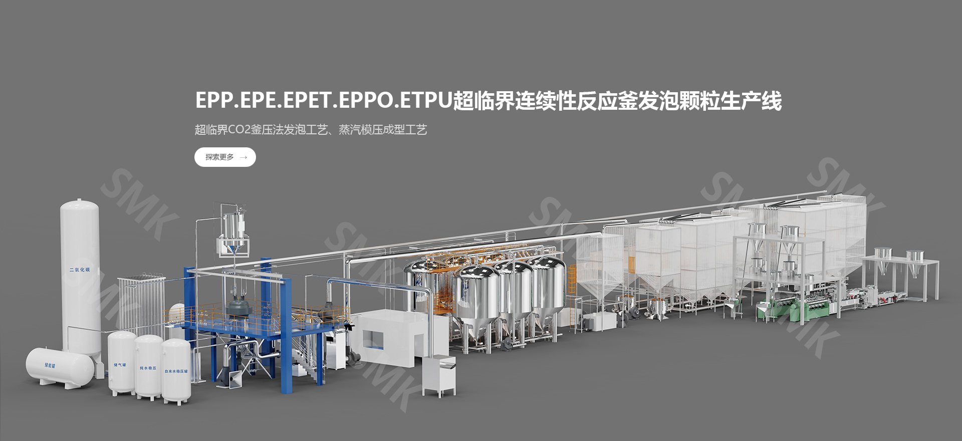 EPP.EPE.EPET.EPPO.ETPU超臨界連續性反應釜發泡顆粒生產線